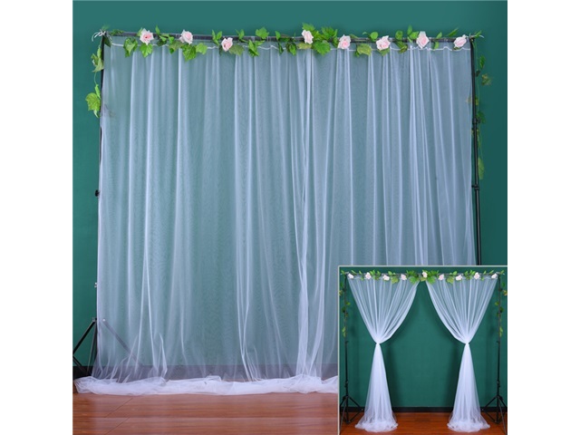 1X White Gauze Wedding Party Backdrop Curtain Drapes Background - Click Image to Close