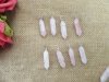10 Silver Wire Wrapped Rose Quartz Pendant Hexagon Prism Beads
