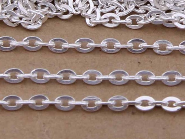 100Meter Silver Color Flat Cable Link Chain Jewellery Finding