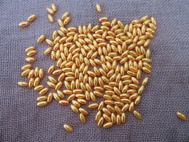 250g (1180Pcs) Golden Faux Rice Simulate Pearl Beads Loose Beads