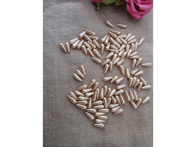 250g (615Pcs) Yellow Gold Teardrop Simulate Pearl Beads Loose Be