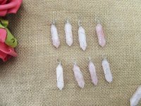 10 Silver Wire Wrapped Rose Quartz Pendant Hexagon Prism Beads