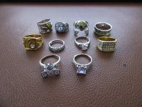 10Pcs New Decorative Charm Metal Rings with Gemstone