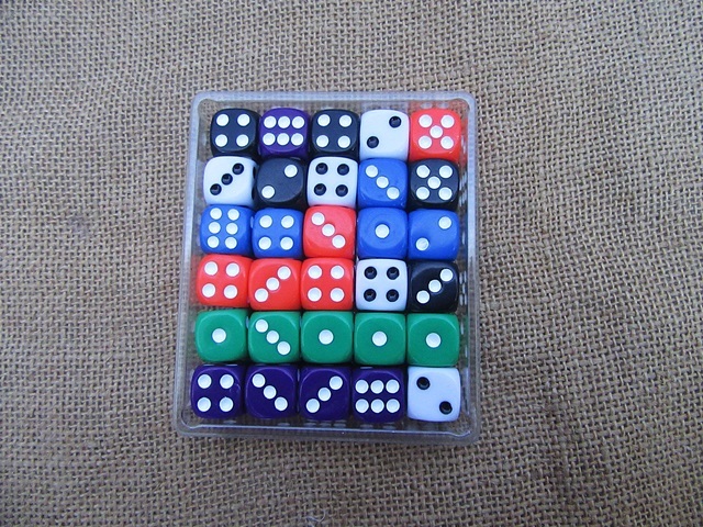 3x30Pcs Colorful Opaque Six Sided Lucky Dice 16mm Games