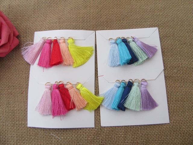 12Sheet x 10Pc Cotton Tassel Pendant w/Loop Keyring Jewelry