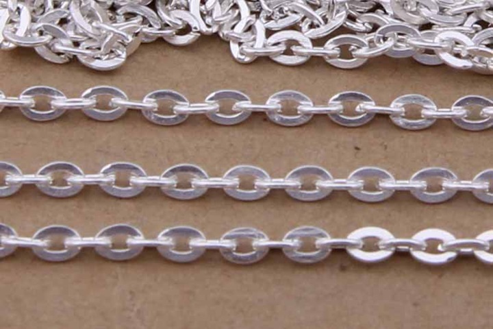 100Meter Silver Color Flat Cable Link Chain Jewellery Finding - Click Image to Close