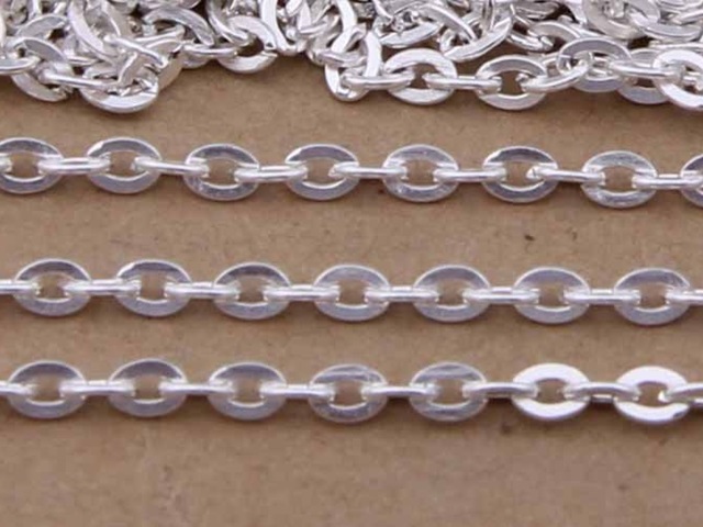 100Meter Silver Color Flat Cable Link Chain Jewellery Finding - Click Image to Close