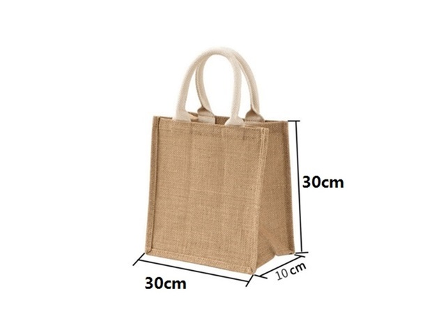 1Pc Reusable Hemp Jute Bag Shopping Grocery Travel Bag Tote Bag