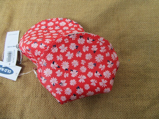 6Pcs HQ Red Daisy Flower Coin Bag Purse Wallet w/Zipper - Click Image to Close