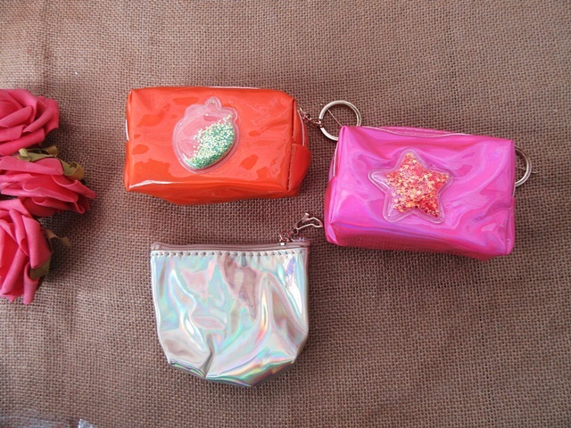 6Pcs Coin Bag Purse Wallet w/Zipper Various Design - Click Image to Close