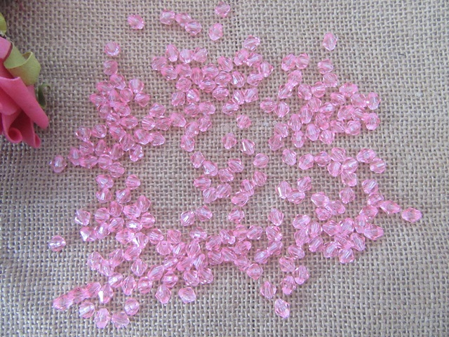 3700 Pink Faceted Bicone Beads Jewellery Finding 8mm - Click Image to Close