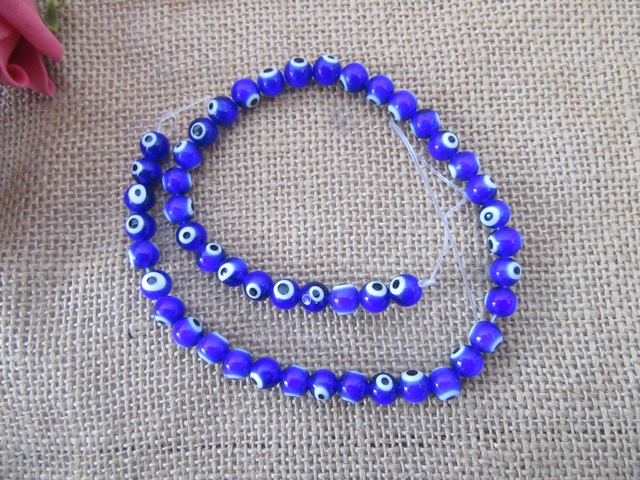 38Pcs Blue Handmade Round Evil Eye Lampwork Beads Charms 10mm - Click Image to Close