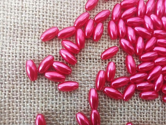 250g (1180Pcs) Red Faux Rice Simulate Pearl Beads Loose Beads - Click Image to Close