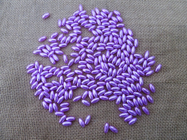 250g (1180Pcs) Purple Faux Rice Simulate Pearl Beads Loose Beads - Click Image to Close
