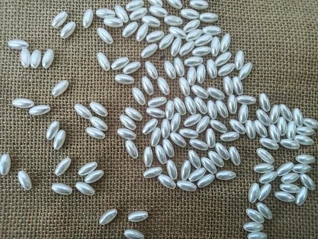 250g (1180Pcs) Light Ivory Faux Rice Simulate Pearl Beads Loose - Click Image to Close