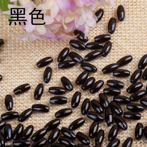 250g (1180Pcs) Black Faux Rice Simulate Pearl Beads Loose Beads - Click Image to Close