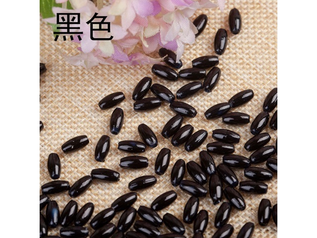 250g (1180Pcs) Black Faux Rice Simulate Pearl Beads Loose Beads - Click Image to Close