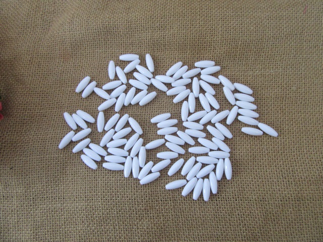 500g (1150Pcs) White Faux Rice Beads Loose Beads 6x18mm - Click Image to Close