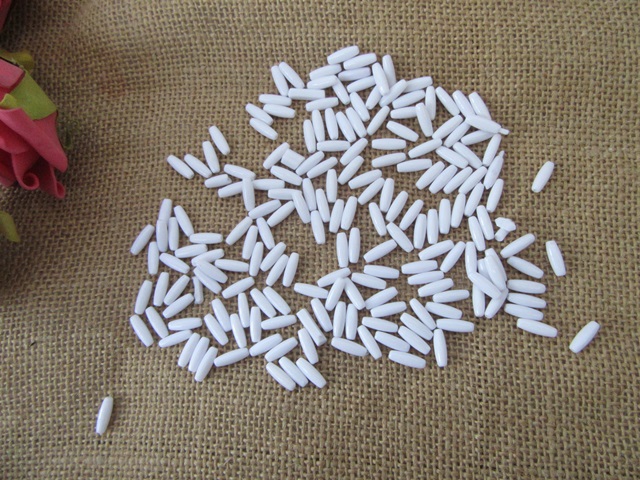 500g (4550Pcs) White Faux Rice Beads Loose Beads 4x12mm - Click Image to Close
