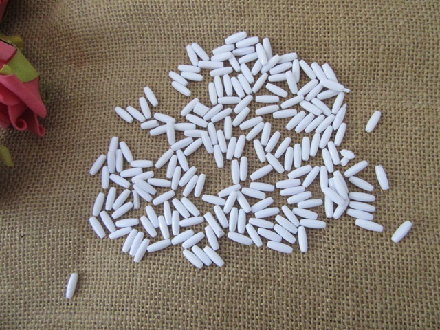 500g (4550Pcs) White Faux Rice Beads Loose Beads 4x12mm