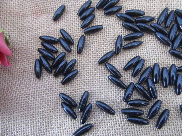 500g (1150Pcs) Black Faux Rice Beads Loose Beads 6x18mm - Click Image to Close