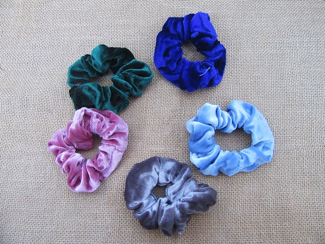 50Pcs Velvet Elastic Hair Bands Hair Ties Scrunchies Mixed Color - Click Image to Close