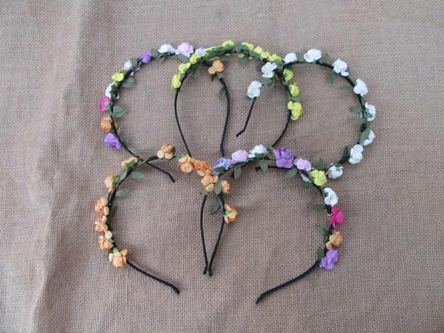 12Pcs Floral Headpiece Headband Hair Garland Wreath Mixed Color