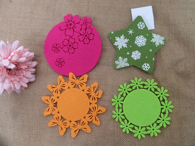 12Pcs Felt Drink Coasters Insulation Heat Protect Table 10-12cm - Click Image to Close