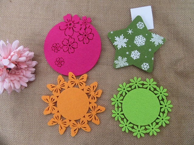 (image for) 12Pcs Felt Drink Coasters Insulation Heat Protect Table 10-12cm
