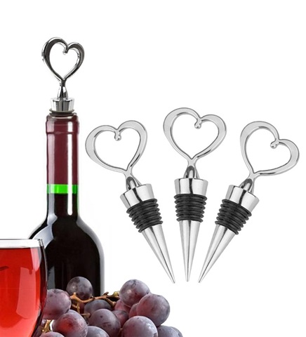6Pcs Heart Top Wine Stopper Bottle Stopper Wedding Bombonieres - Click Image to Close