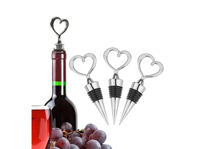 6Pcs Heart Top Wine Stopper Bottle Stopper Wedding Bombonieres - Click Image to Close