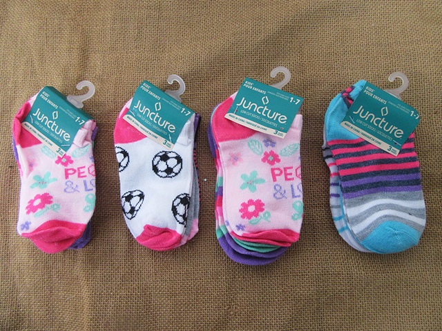 4Pack x 3Pair Girls Cotton Low Cut Ankle Socks 1-7 Size - Click Image to Close