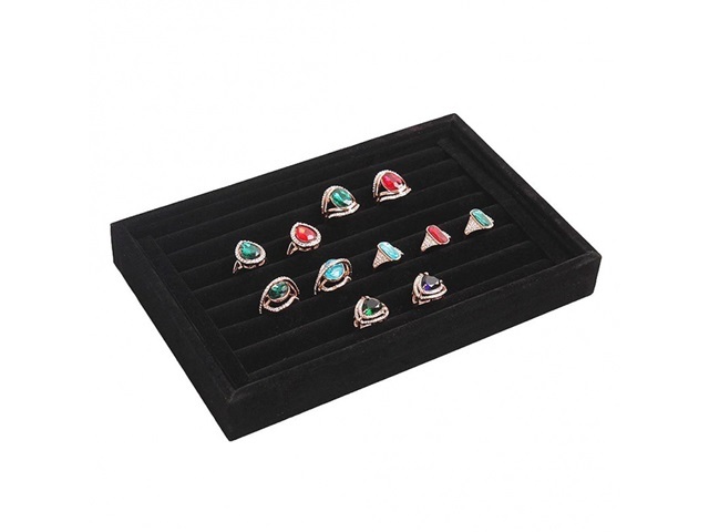 1X Black Velvet Ring Display Cases 22x14cm Good Quality - Click Image to Close