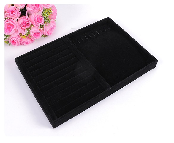 1Pc Black 2in1 Ring Necklace Display Plate Jewellery Case - Click Image to Close