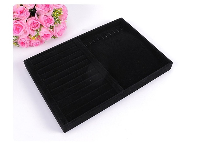 1Pc Black 2in1 Ring Necklace Display Plate Jewellery Case - Click Image to Close