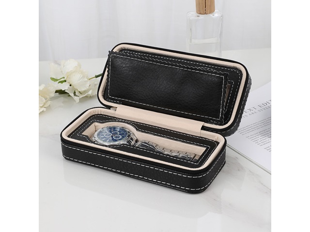 1Pc Black Watch Storage 2 Compartment Display Case 1Pc Black Watch Storage 2 Compartment Display Case