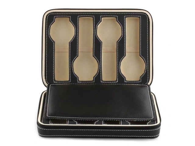 1Pc Black Watch Storage 8 Compartment Display Case
