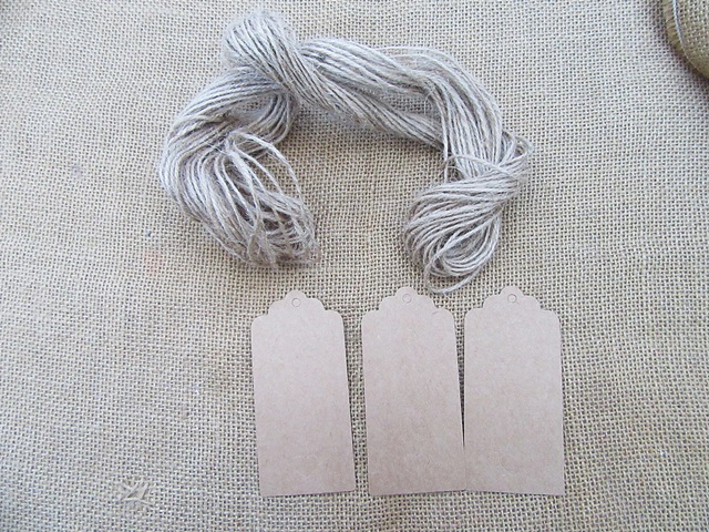 120 Kraft Paper Price Tags/Labels With Tie-on String - Click Image to Close