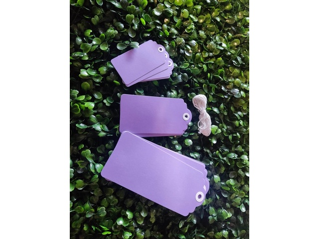 6Packets x 15Pcs Purple Paper Tag Card Label Price Tag 3 Sizes