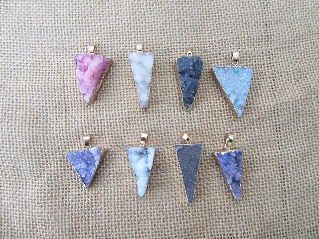 10Pcs Triangle Unground Gemstone Nugget Charm Pendant Necklace - Click Image to Close