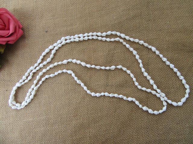 6String White Spiral Natural Shell Beaded Necklace 75cm Long - Click Image to Close