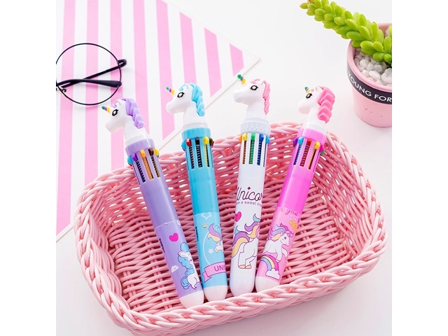 5Pcs Unicorn 10 Color Automatic Ballpoint Pen Ballpens - Click Image to Close