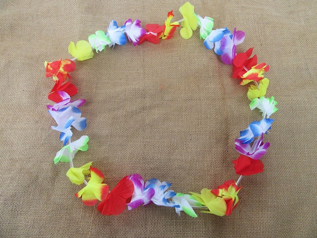 5x10Pcs Colorful Hawaiian Dress Party Flower Leis/Lei Wholesale - Click Image to Close