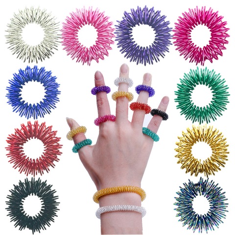 20Pcs Acupressure Therapy Finger Massager Circulation Rings Mixe - Click Image to Close