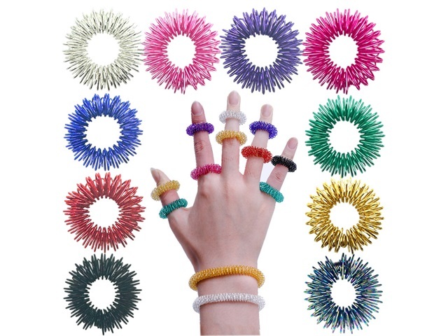 20Pcs Acupressure Therapy Finger Massager Circulation Rings Mixe - Click Image to Close