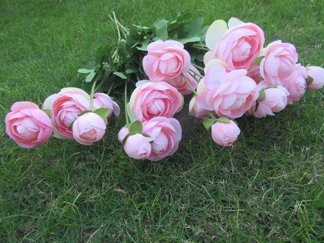 6Pcs Camellia Artificial Flower Home Decor Wedding Bridal - Pink - Click Image to Close