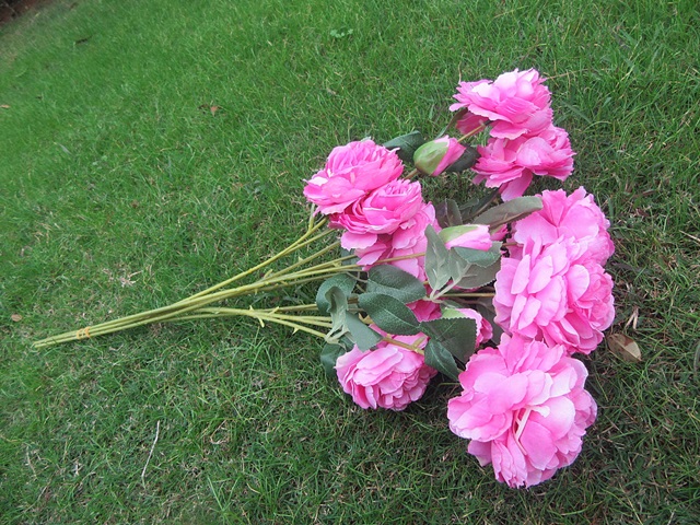 6Pcs Chinese Peony Artificial Flower Home Decoration - Hot Pink - Click Image to Close