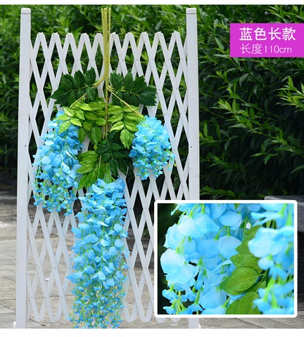 12Pc Blue Artificial Silk Hanging Flower Garland Vine Wisteria - Click Image to Close