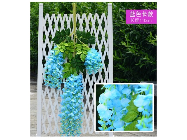 12Pc Blue Artificial Silk Hanging Flower Garland Vine Wisteria - Click Image to Close