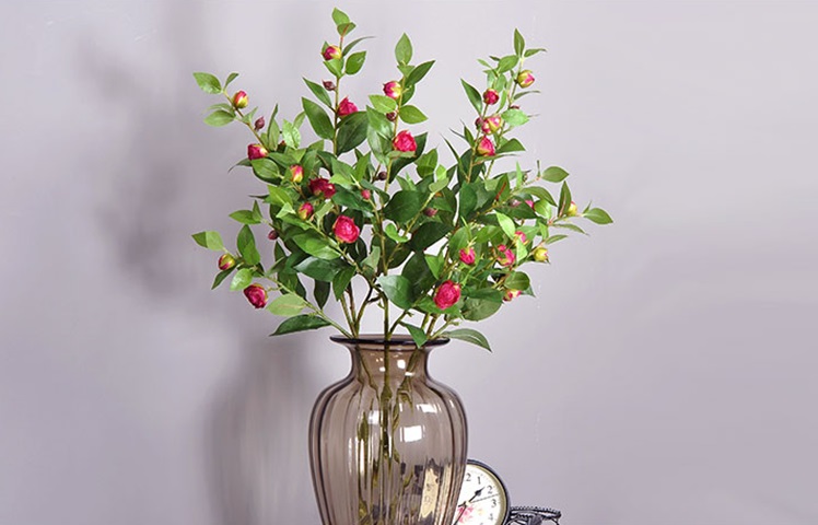 6Pcs Camellia Artificial Flower Home Decoration - Pink - Click Image to Close